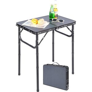 Kleine klaptafel in hoogte verstelbaar lichtgewicht draagbare campingtafel opvouwbaar voor buiten picknick koken binnenshuis donkergrijs
