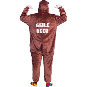 Beren onesie - dieren onesie - verkleedkleding - carnavalskleding - Carnaval kostuum - dames - heren – volwassenen - Geile beer - maat XL/XXL