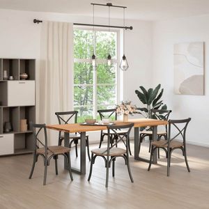 vidaXL Eettafel rechthoekig 220x80x74 cm massief eikenhout lichtbruin - Eettafel - Eettafels - Eetkamertafel - Keukentafel