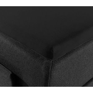 Droomtextiel Topper Hoeslaken Dubbel Jersey Zwart - 80x200 cm - 100% Zacht Katoen