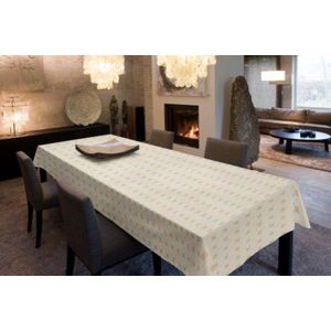 PVC Tafellaken - Tafelkleed - Tafelzeil - Geweven - Opgerold op koker - Geen Plooien - Duurzaam - Beige Blokken - 140 cm x 180 cm