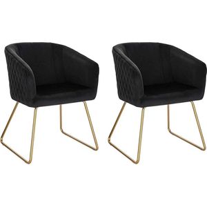 Rootz fluwelen eetkamerstoelen - gouden metalen poten - elegante zitting - comfortabel, duurzaam, eenvoudige montage - 43 cm x 41 cm x 76,5 cm