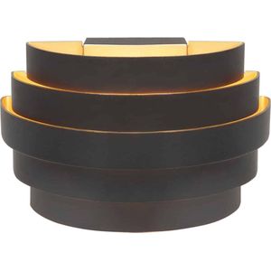 Wandlamp Scudo klein | 1 lichts | zwart / goud | aluminium / metaal | Ø 20 cm | eetkamer / woonkamer lamp | modern / sfeervol design
