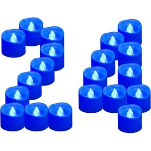 24 Stuks Blauwe LED Theelichtjes - Flikkerende Vlamloze Kaarsen voor Feestelijke Decoraties