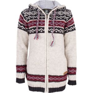 Gebreid Wollen Dames Vest van Schapenwol met Polyester Fleece voering en vaste capuchon - SHAKALOHA - W Spring Beige S