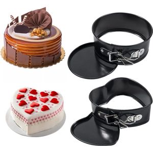 Mini-bakvormen, 12 cm, 2 stuks, kleine springvormen, cakevorm, cakevorm, mini-taartbakvormen met antiaanbaklaag