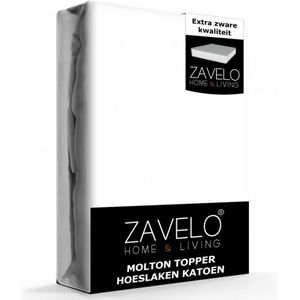 Zavelo Molton Topper Hoeslaken - 180x220 cm - 100% Katoen - 10cm Hoekhoogte - Wasbaar tot 60 graden - Rondom Elastisch - Matrasbeschermer