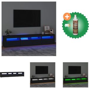 vidaXL TV-meubel LED-verlichting - 210 x 35 x 40 cm - zwart - Kast - Inclusief Houtreiniger en verfrisser
