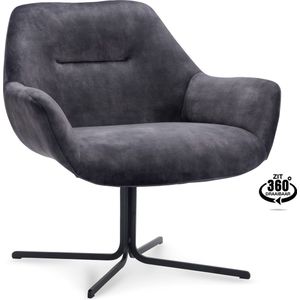 Fauteuil Alba - Draaivoet Zwart - Velours Adore Anthracite