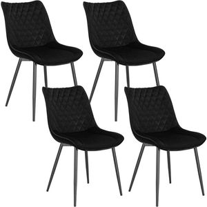 Rootz fluwelen eetkamerstoelen set van 4 - elegante stoelen - comfortabele zitting - duurzaam en antislip - ergonomisch ontwerp - zitmaat 46 x 40,5 cm