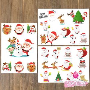 GetGlitterBaby® - Kerst Kinder Plak Tattoos / Tijdelijke Tattoo / Nep Tatoeage voor Kinderen - Kerstmin / Christmas / Kerstman / Rendier - 3 stuks