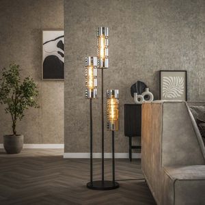 LifestyleFurn Vloerlamp Kamee - 3-lamps - 155cm - Artic Black