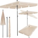 tectake® - Aluminium tuinparasol, in hoogte verstelbaar en kantelbaar - Balkonparasol, 200 x 125 x 235 cm - Rechthoekige parasol met UV-bescherming 50+ - Voor balkon, terras en tuin - beige