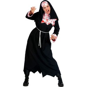 Wilbers & Wilbers - Non Kostuum - Moordlustige Non Maria - Vrouw - Zwart - Maat 38 - Halloween - Verkleedkleding