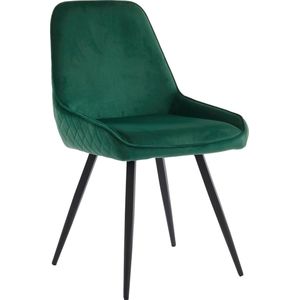 Merax Set van 2 Eetkamerstoelen met Rugleuning - Ergonomische Keukenstoelen - Metalen Poten - Donkergroen