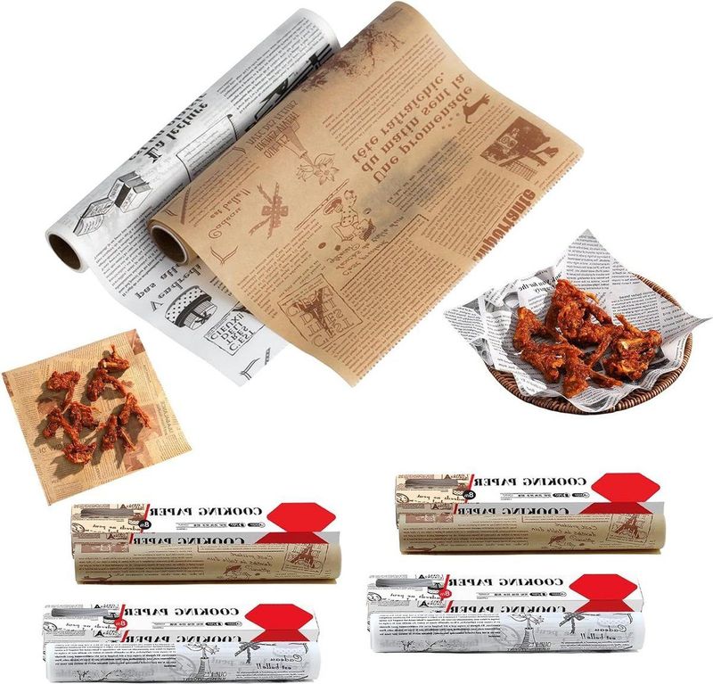 - Niet plakkerig vetdicht bakpapierrol 30 cm x 8 m met snijmes - hamburgerpapier, kaaspapier, deli-papierbladen- Kookpapier voor sandwich en cake