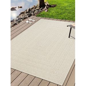 the carpet Kansas – Robuust in- en outdoor vloerkleed met een natuurlijke jute-look, weerbestendig, geschikt voor terras en tuin, Cream, 080 x 150 cm