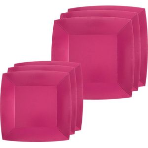 Santex Feest/verjaardag bordjes set - 20x stuks - fuchsia roze - 18 cm en 23 cm