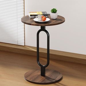 Stijlvolle Ronde Bijzettafel van Hout met Walnoot Look voor Woonkamer