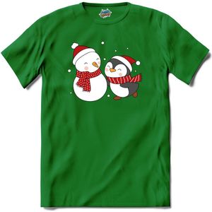 Pinguin buddy - T-Shirt - Heren - Kelly Groen - Maat L