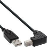 USB-A naar USB-B haaks (beneden) kabel - USB2.0 - tot 1A / zwart - 2 meter