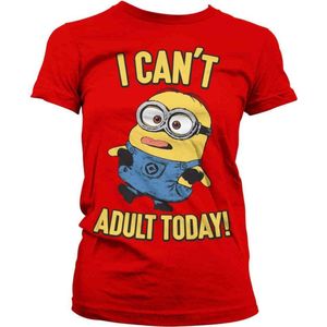 Minions Dames Tshirt -S- I Can't Adult Today Rood
