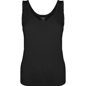 Dames Onderhemd met Kant - Bamboe Viscose - Zwart - Maat S/M | Zijdezacht, Ademend en Perfecte Pasvorm