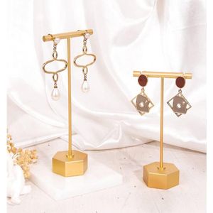 Gouden Metalen Oorbel Houders T Bar Stand Retail Display Oorbel Hanger voor Show Sieraden Online Winkels Fotografie Display Props (4 stuks)