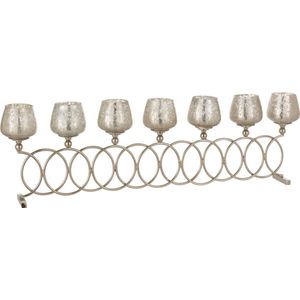 J-Line kandelaar 8 Ringen Craquele - glas - zilver