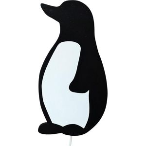 Houten wandlamp kinderkamer | Pinguïn - zwart/wit | toddie.nl
