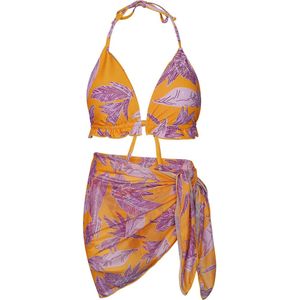 Bikini blaadjes print - oranje/paars S