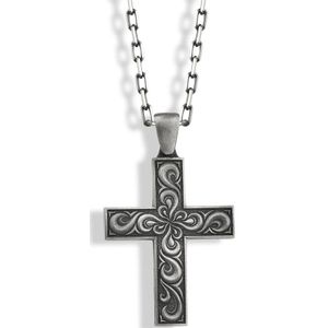 Windy kruis hanger ketting voor familie Oxidized 30 inches