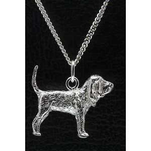 Zilveren Bloedhond ketting hanger - groot