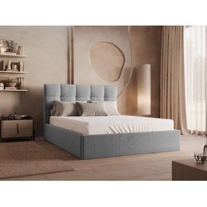 PASCAL MORABITO Bed met opbergruimte 140 x 190 cm - Fluweel - Grijs + matras - MIRDAL van Pascal Morabito L 153 cm x H 104 cm x D 200 cm