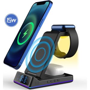 MyCharger 5 in 1 Samsung draadloze oplader Led + wekker telefoon/horloge lader geschikt voor Android watch