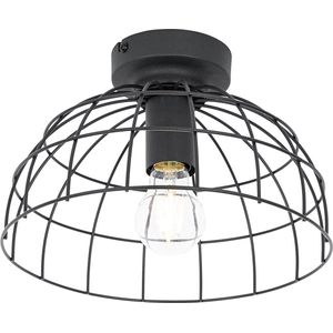 QAZQA hanze - Industriele Plafondlamp - 1 lichts - Ø 28 cm - Zwart - Industrieel - Woonkamers-sSlaapkamers-sKeuken
