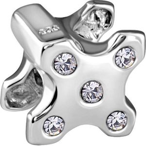 Quiges - 925 - Zilveren - Bedels -Sterling zilver - Beads - Ster Kraal Charm - Geschikt – voor - alle bekende merken - Armband Z040