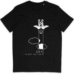 Grappig T Shirt Heren en Dames - Giraf Quote Sky Is Not The Limit - Zwart - Maat 3XL