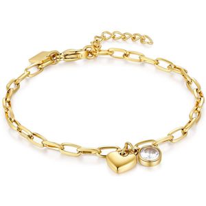 Twice As Nice Armband in goudkleurig edelstaal, hart, kristal 16 cm+3 cm