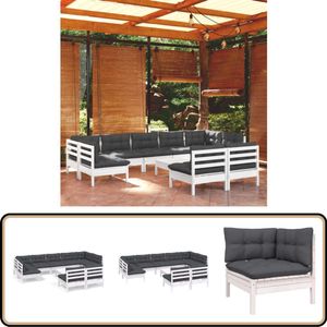 10-delige Loungeset met Kussens - Grenenhout Loungeset - Tuinmeubel - Lounge Set - Buitendecoratie - Houten Loungestoel