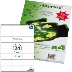 Etiketten Rillprint, Rillstab, 89111, 70x36mm, 24 op een vel