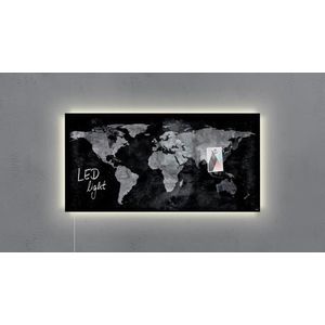 Sigel - glasmagneetbord - Artverum - LED - 910x460mm - wereldkaart - SI-GL409