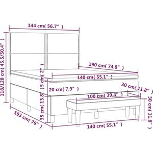 vidaXL - Boxspring - met - matras - kunstleer - cappuccinokleurig - 140x190 - cm