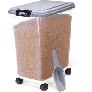 Nobleza Voercontainer - 20L - 7.2KG - Voedselcontainer hond - Opslagcontainer - Zwenkwielen - Transparant