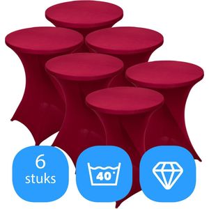 Statafelrok Burgundy x 6 – ∅80-85 x 110 cm – Stretch 6 stuks – Tafelrok voor Statafel – Geschikt voor Horeca Evenementen | Sta Tafel Hoes | Staantafelhoes | Cocktailparty | Trouwerij