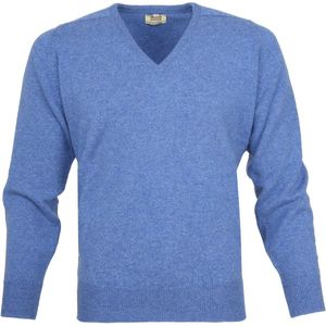 William Lockie Pullover Lamswol V Clyde Blue - Maat M - Heren - Pullovers