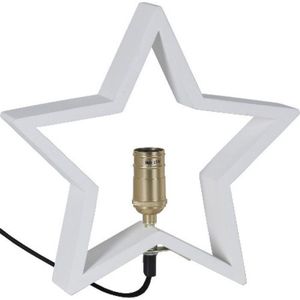 STAR Trading Lysekil Kerst Tafellamp Ster - E14 - 30 cm - hout/staal/wit/geelkoper