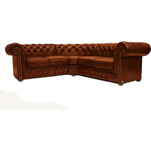 Chesterfield Hoekbank First Class Leer | 2 hoek 2 |Cloudy Licht Bruin | 2 tot 4 weken levertijd