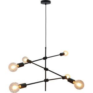 Olucia Nica - Moderne Hanglamp - 6L - Metaal - Zwart - Rond