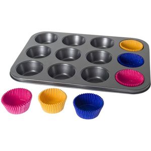 Gerimport - Muffins/cupcakes maken bakvorm/blik voor 12x stuks 35 x 26 cm